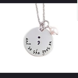 Semicolon Necklace w/September Blue Sapphire Charm